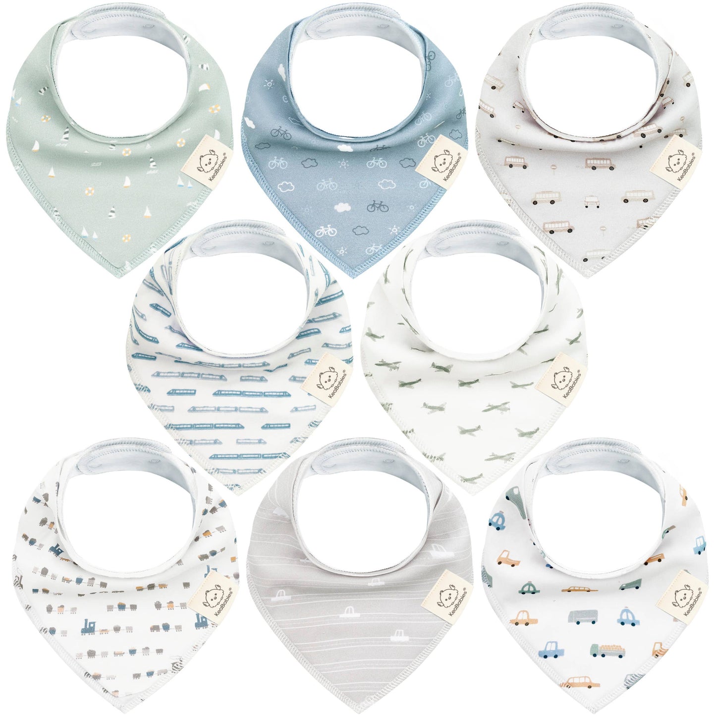 8-pack Baby Bandana Bibs for Boys and Girls - Vessels