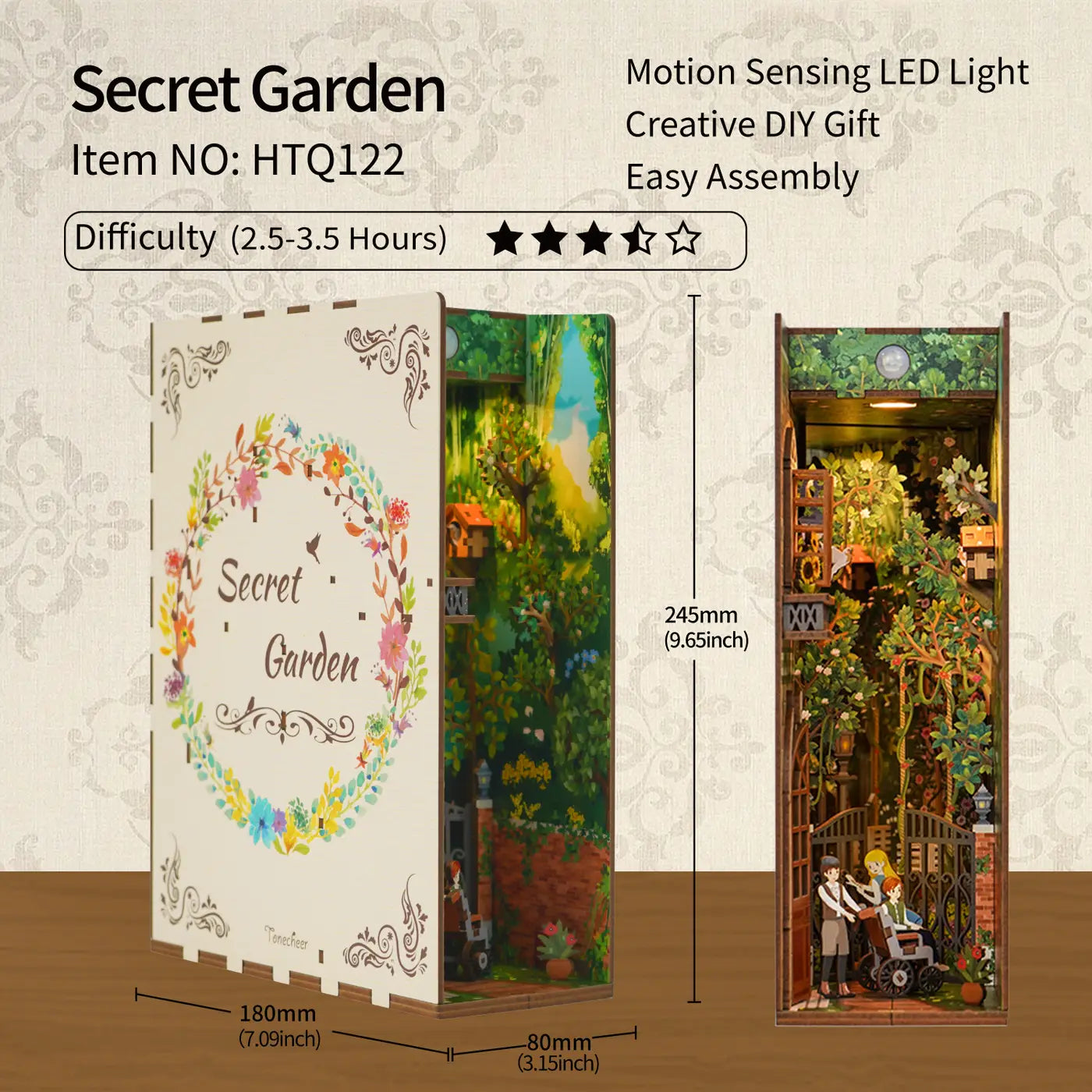 DIY Miniature House Book Nook Kit - Secret Garden