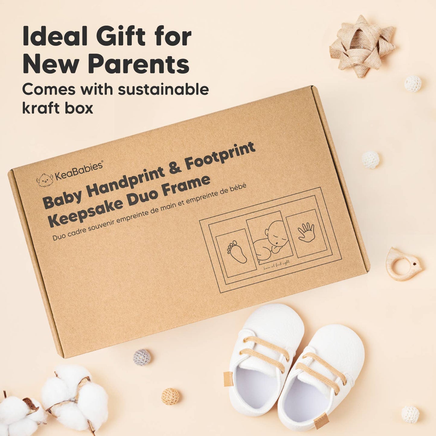 KeaBabies Baby Handprint, Footprint Keepsake Duo Frame