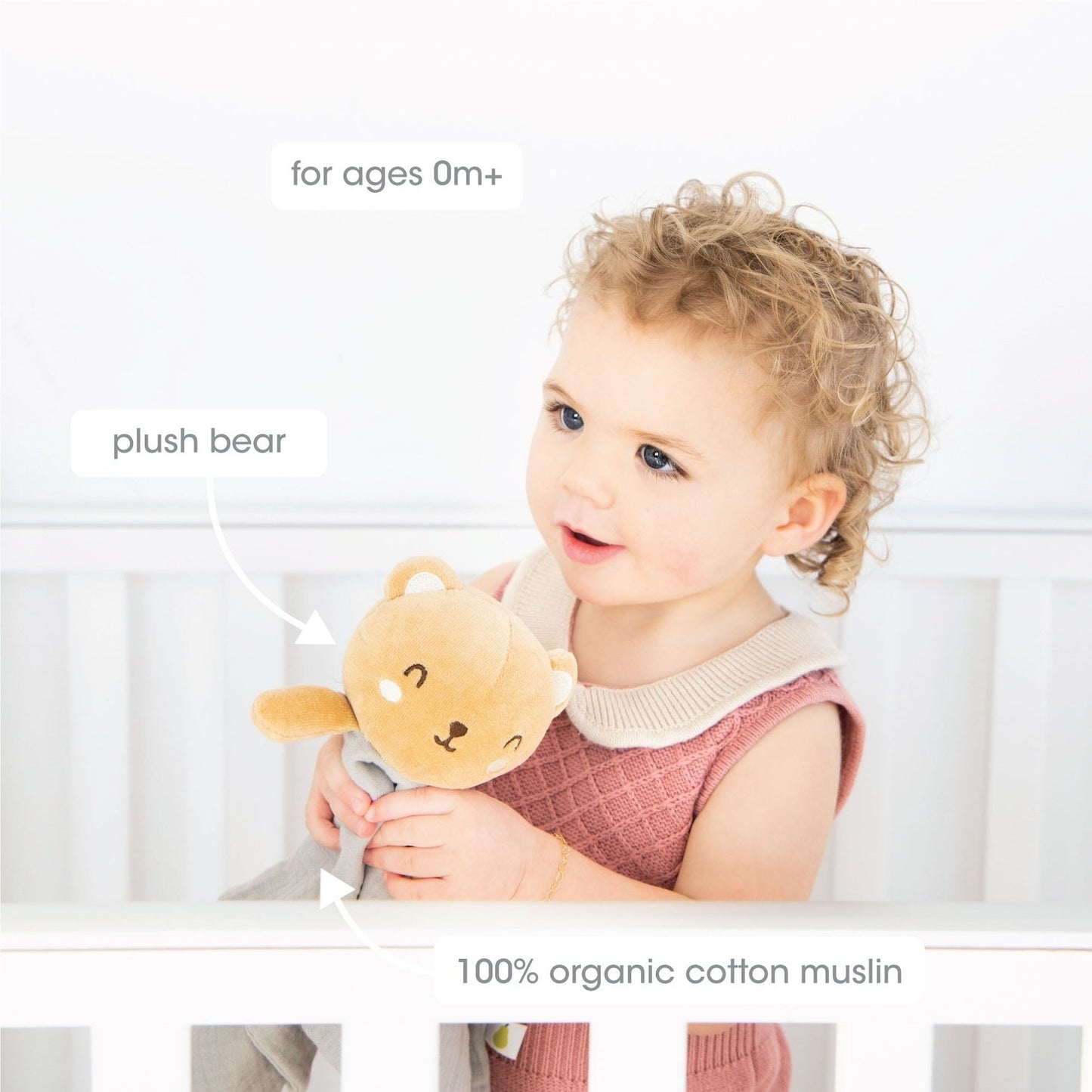 Bear Snuggle Blanket / Organic Cotton Muslin Lovey