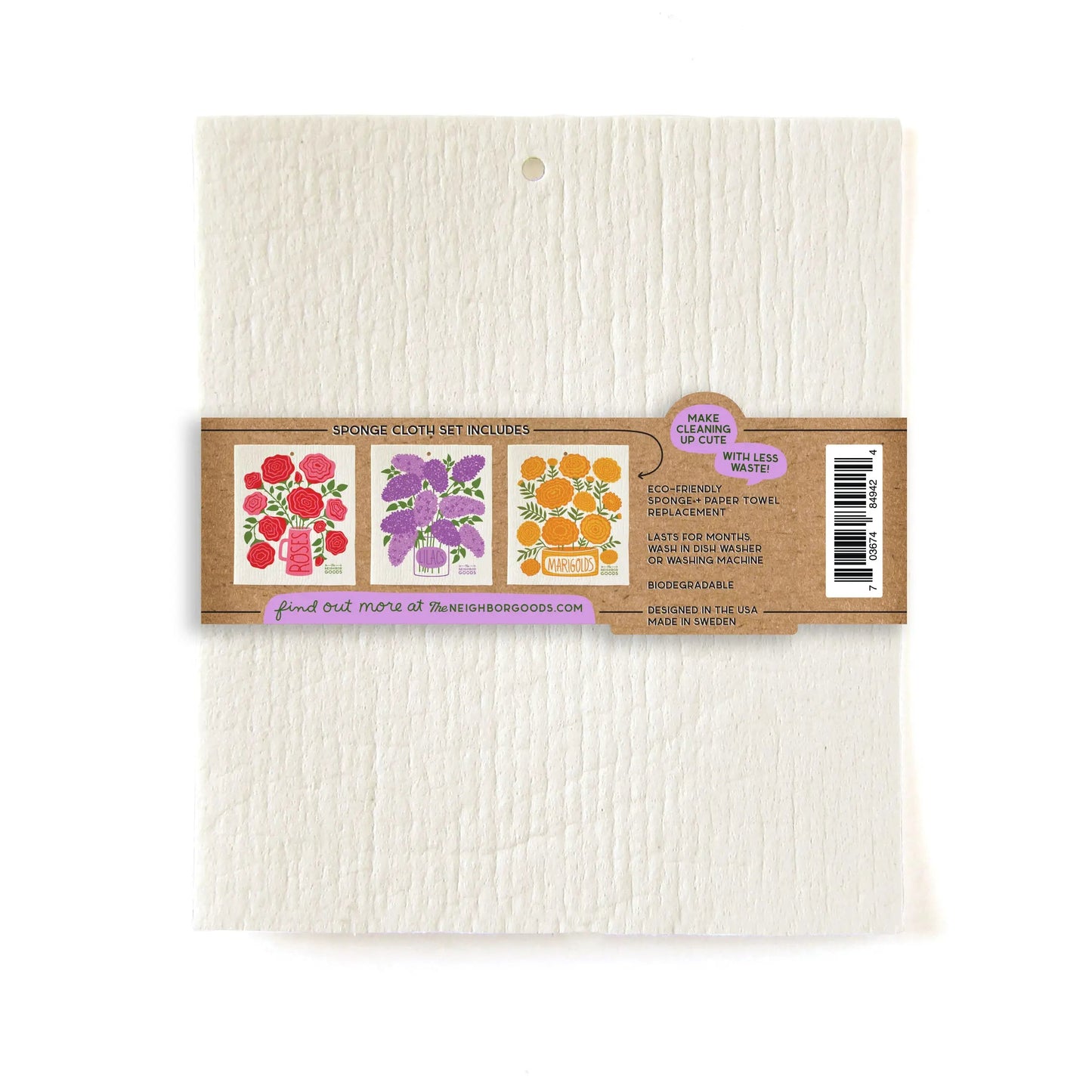 Edible Flowers Sponge Cloth Set Of 3