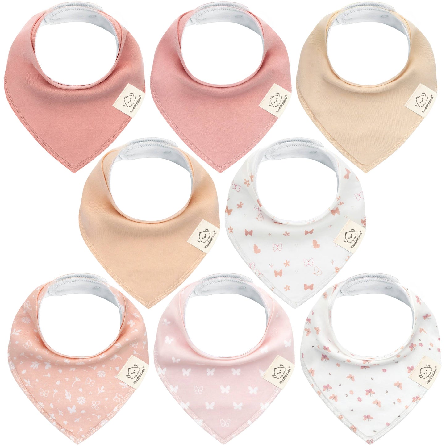 8-pack Baby Bandana Bibs for Girls and Boys - Butterflies