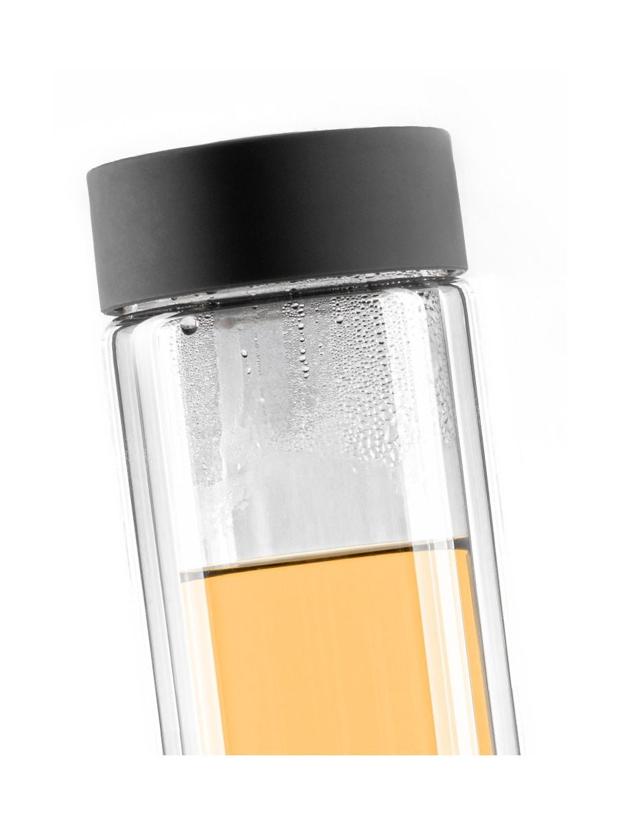 Vitajuwel Via Heat Wellness | Double-Walled Tea Bottle With
Amethyst, Rose Quartz & Clear Quartz