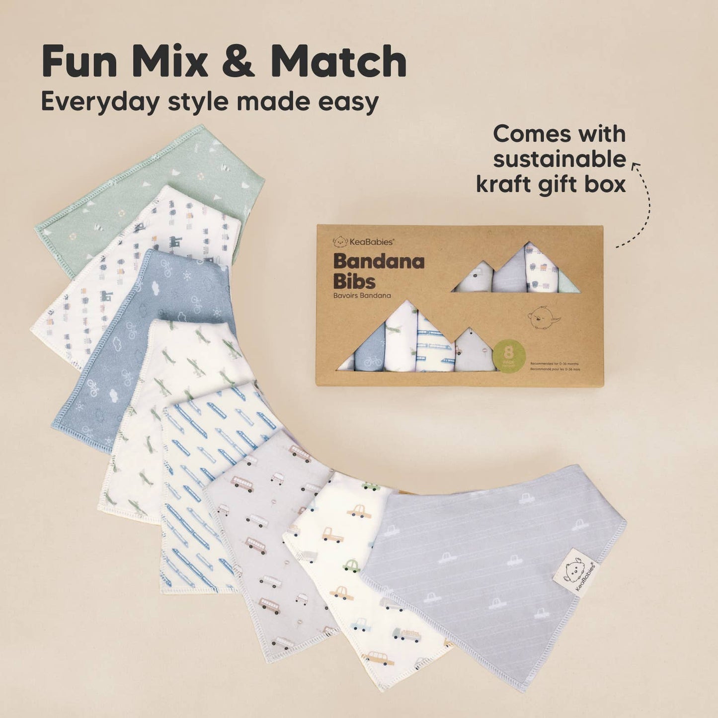 8-pack Baby Bandana Bibs for Boys and Girls - Vessels