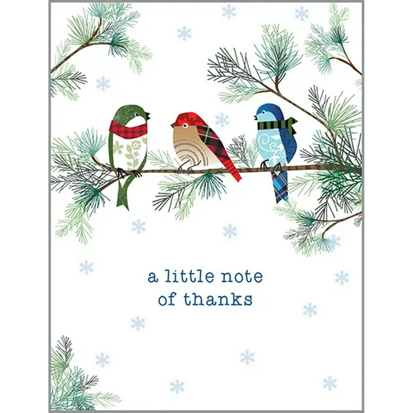 Blank Note Card - Thank You Winter Birds And Pine