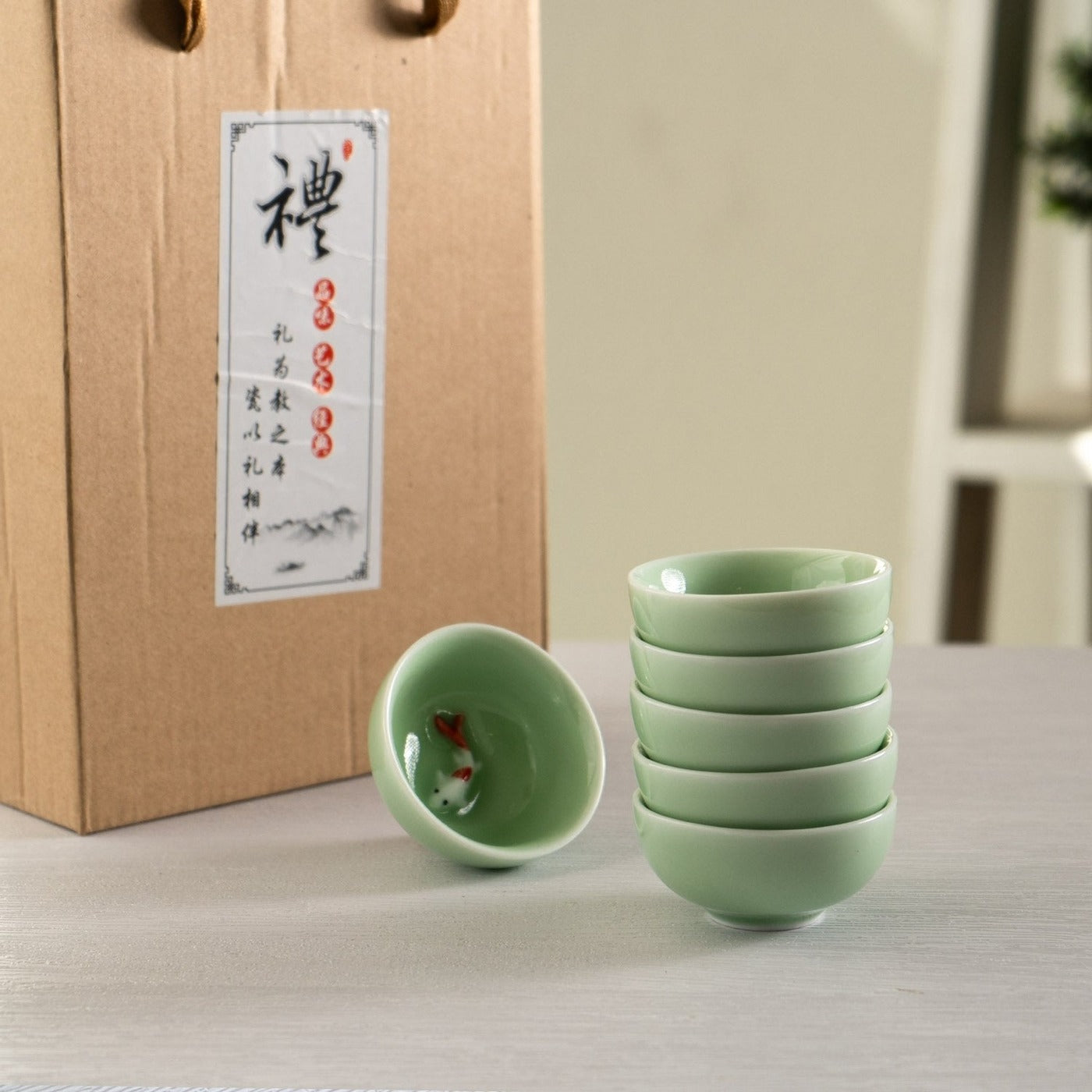 Koi Fish Kung Fu Tea Cups 6 Piece Set