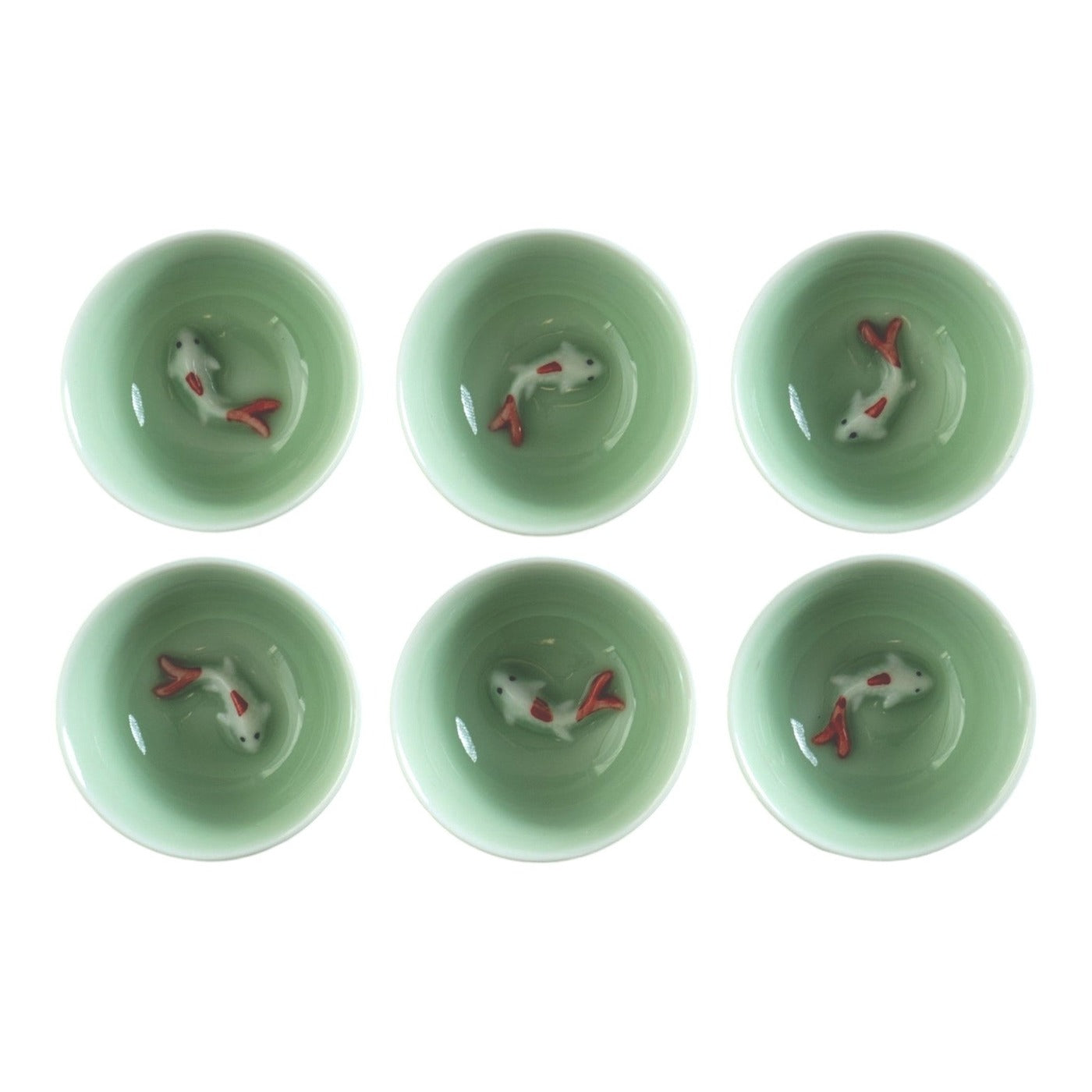 Koi Fish Kung Fu Tea Cups 6 Piece Set