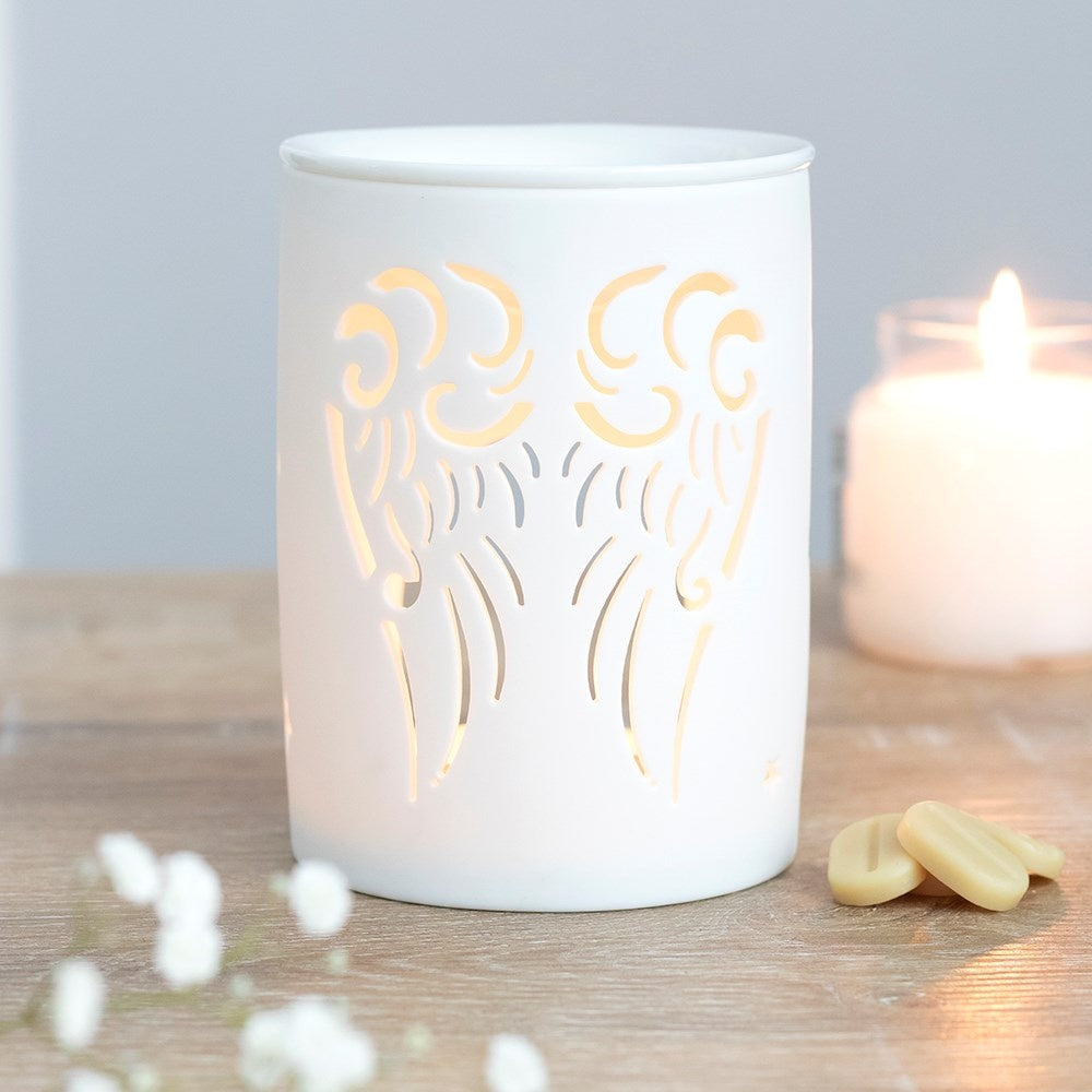 White Angel Wings Oil Burner and Wax Warmer