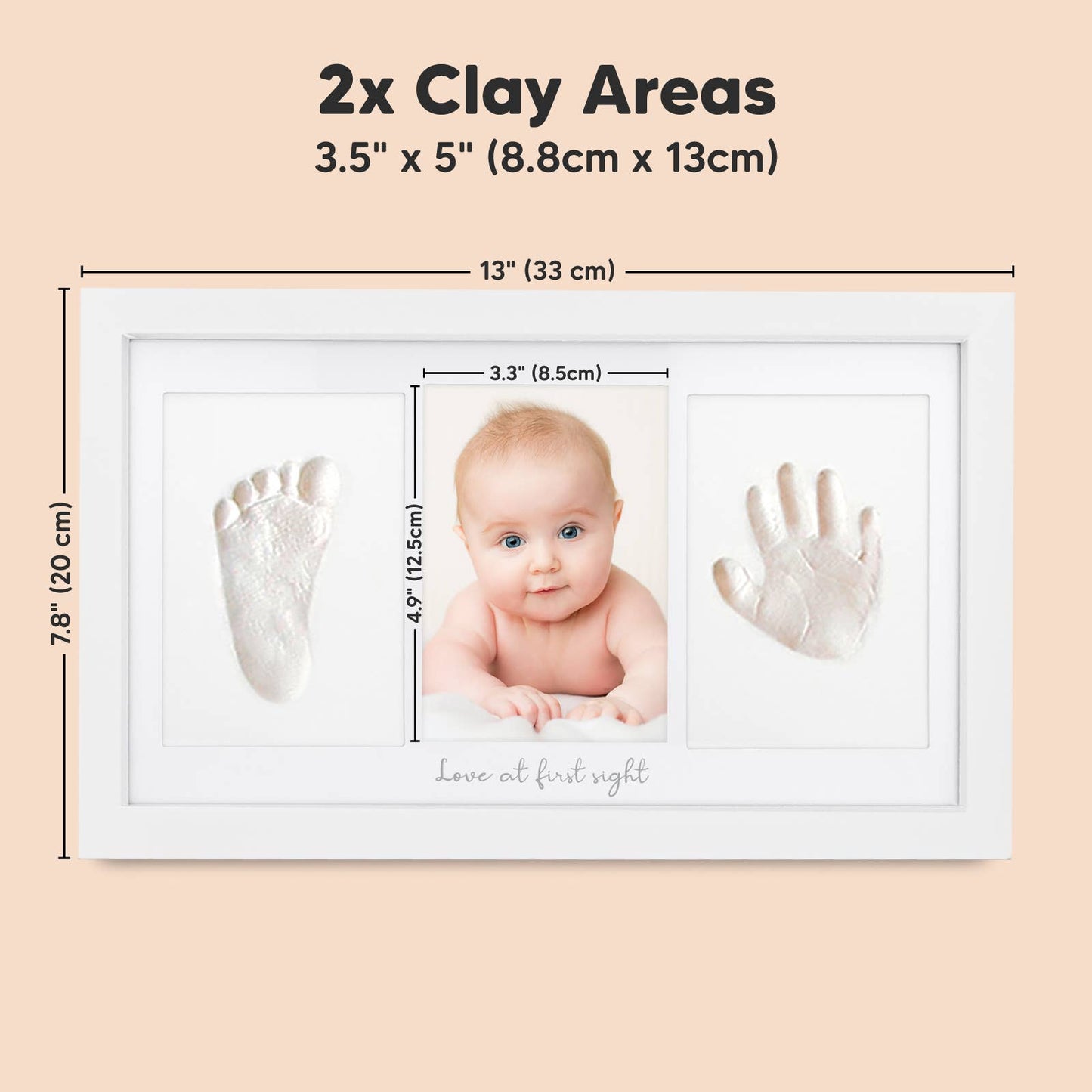 KeaBabies Baby Handprint, Footprint Keepsake Duo Frame