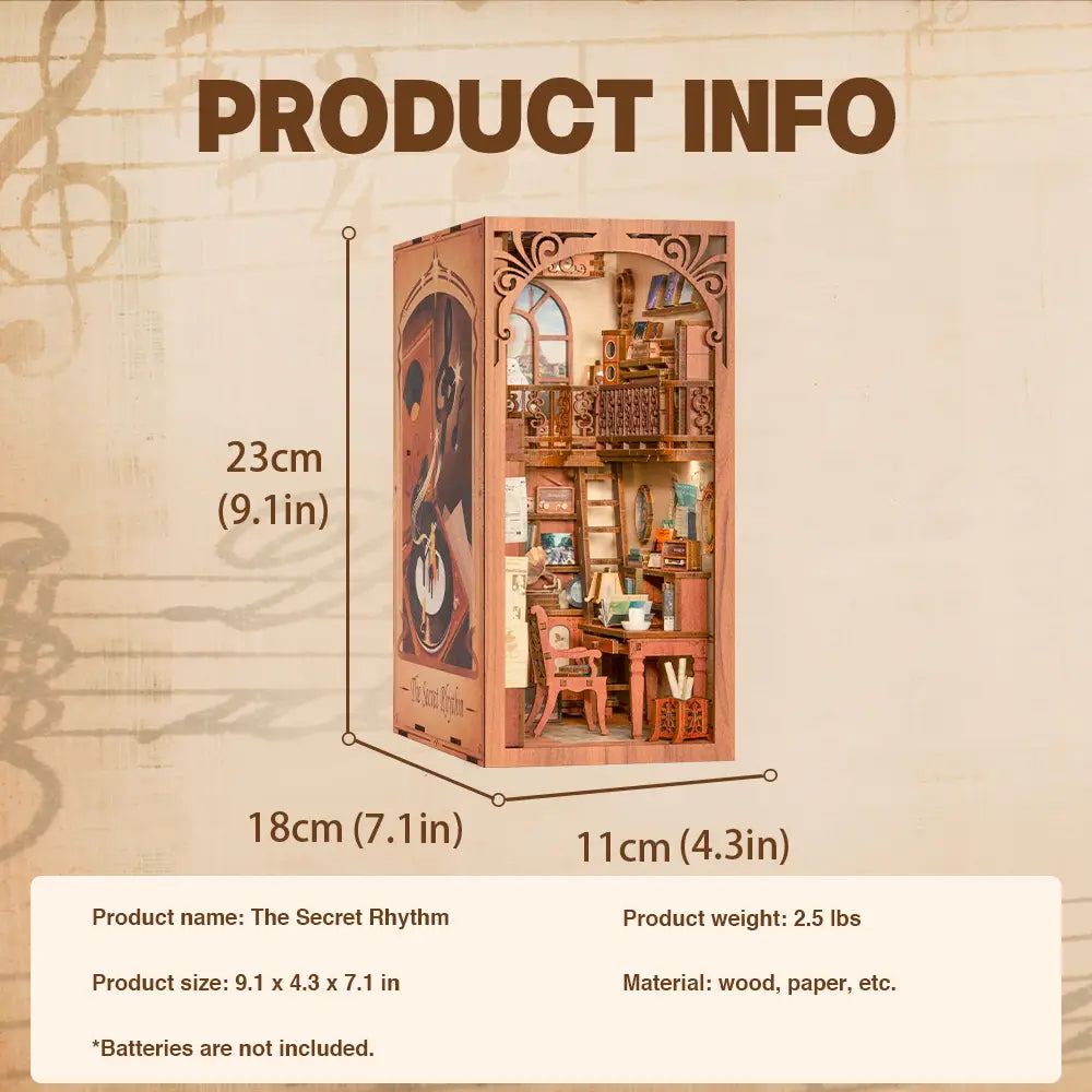 DIY Book Nook Kit - The Secret Rhythm with Dust Cover