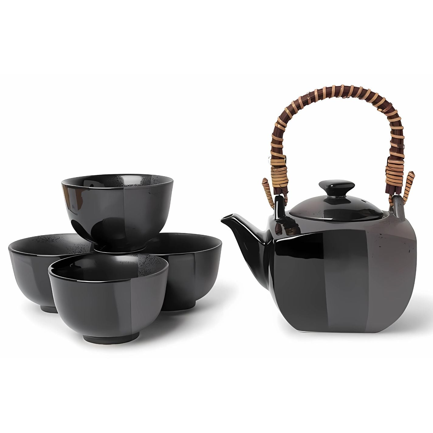 Black Ombre Square Tea Set of 5