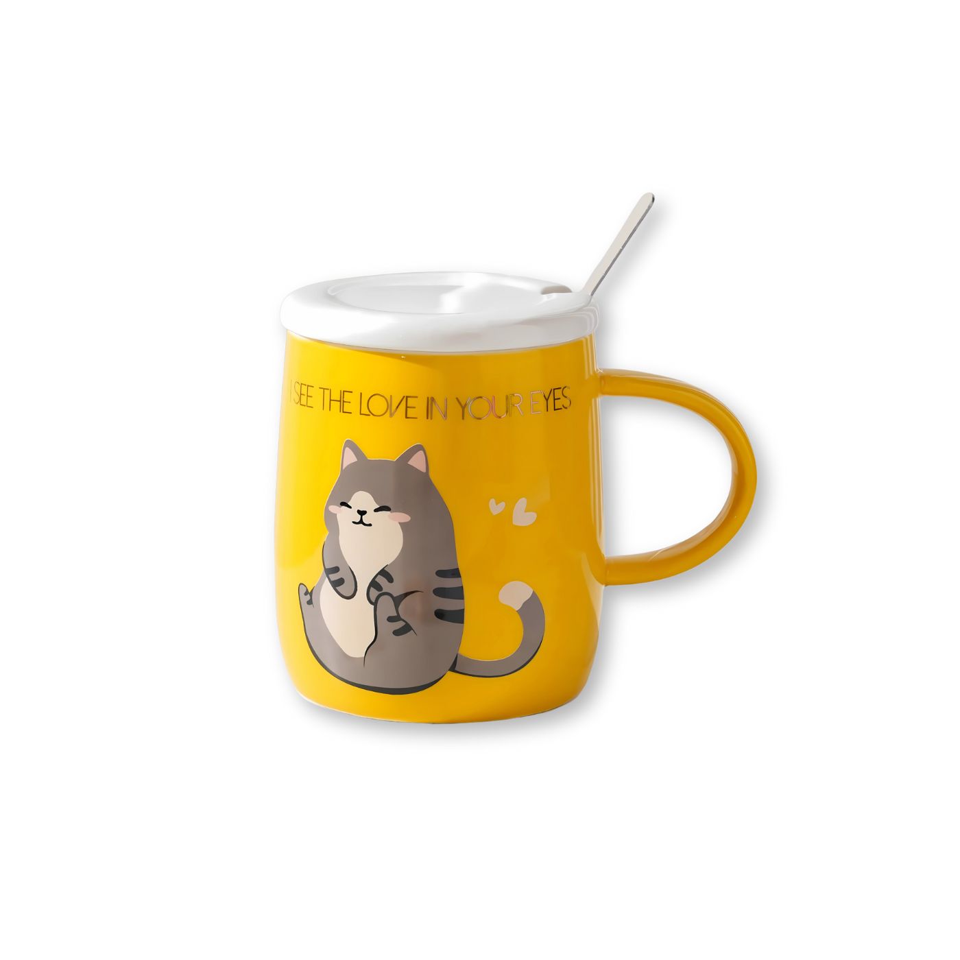 Cat Love 14oz Mug With Lid and Spoon