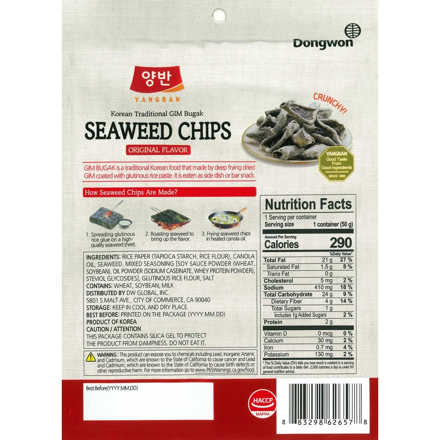 Yangban Seaweed Chips Original