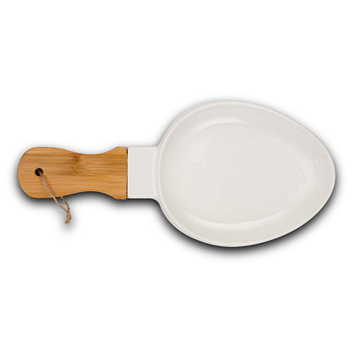 Porcelain plate "Terrestrial" with bamboo handle 32cm
