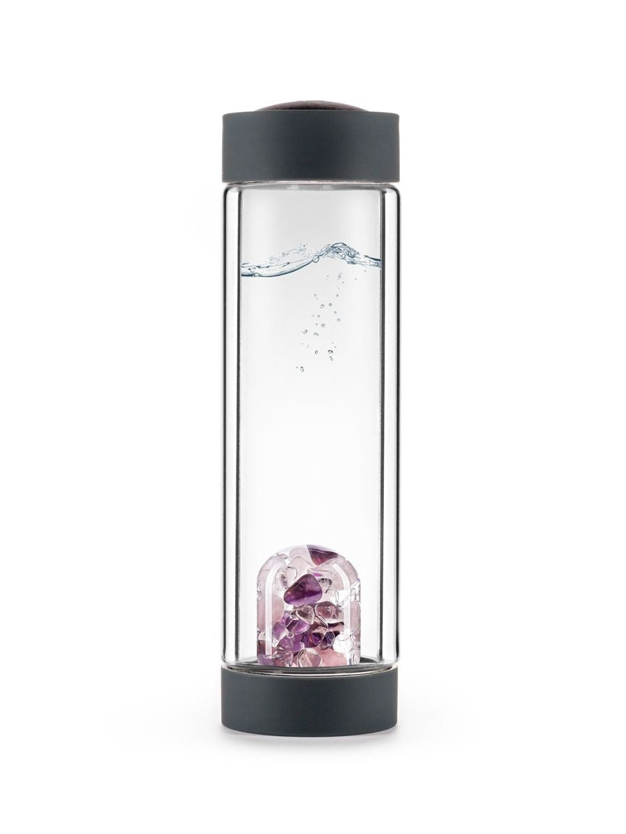 Vitajuwel Via Heat Wellness | Double-Walled Tea Bottle With
Amethyst, Rose Quartz & Clear Quartz