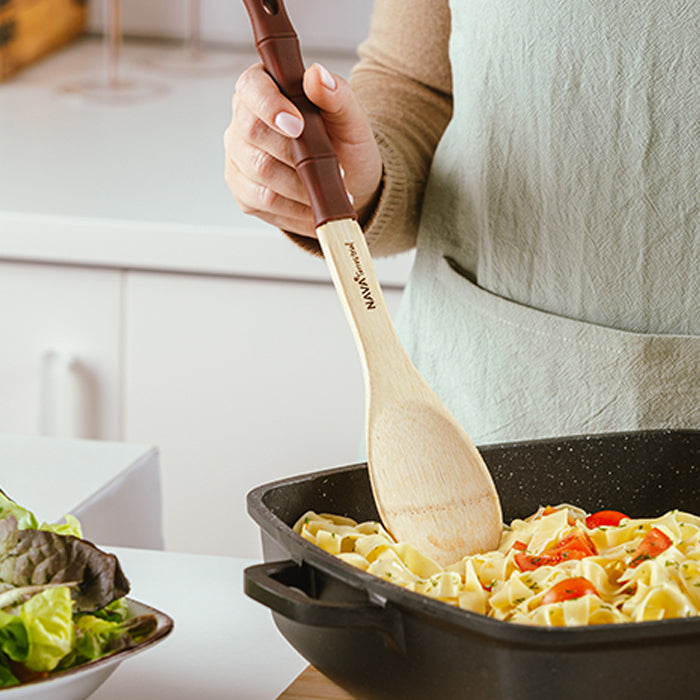 Bamboo serving spoon "Terrestrial" with silicone handle 30.5cm