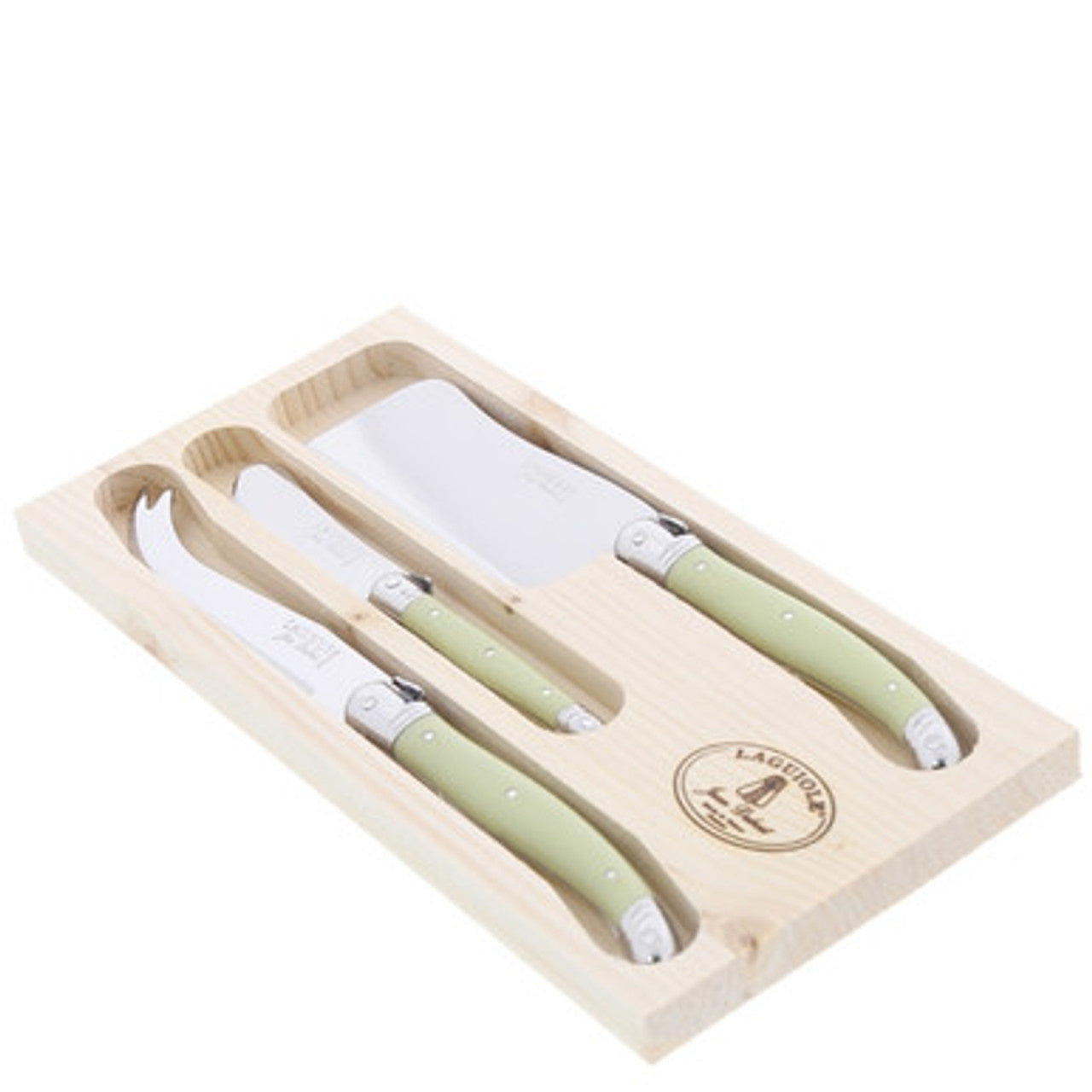 Jean Dubost 3pc Cheese Set With Green Handles