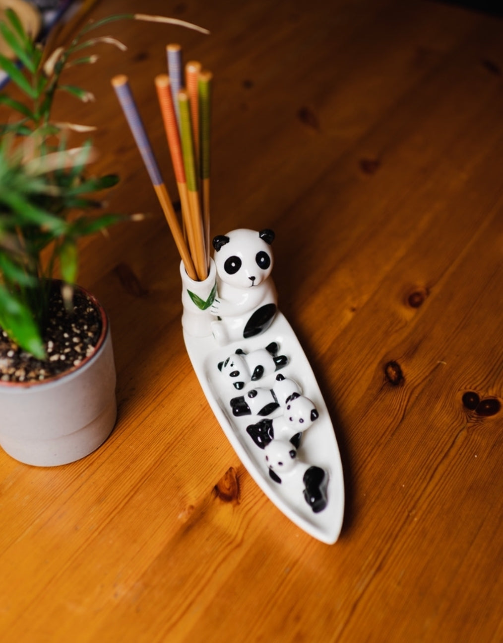 Porcelain Panda Serving Plate - Chopstick Holder