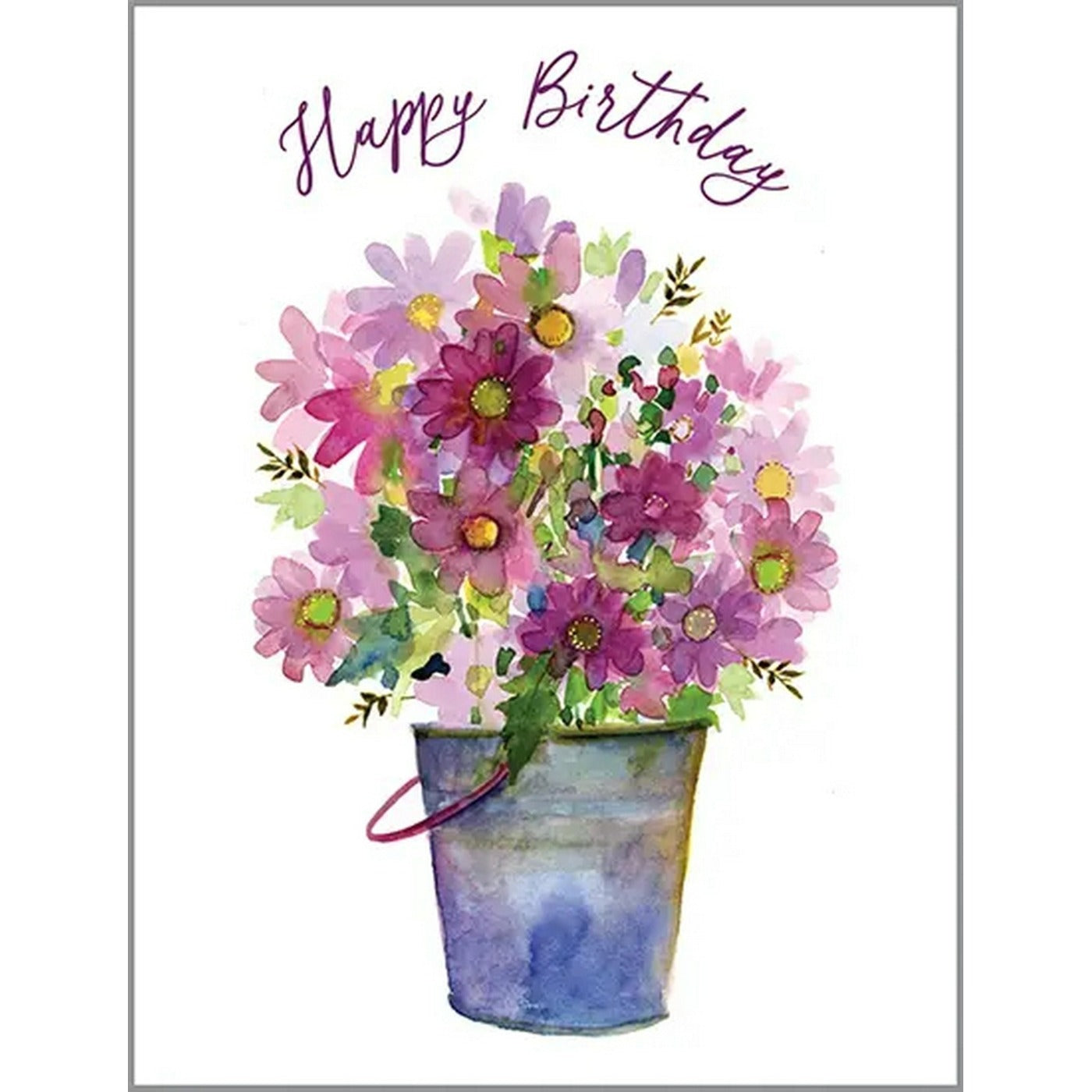 Birthday Greeitng Card - Bucket of Flowers