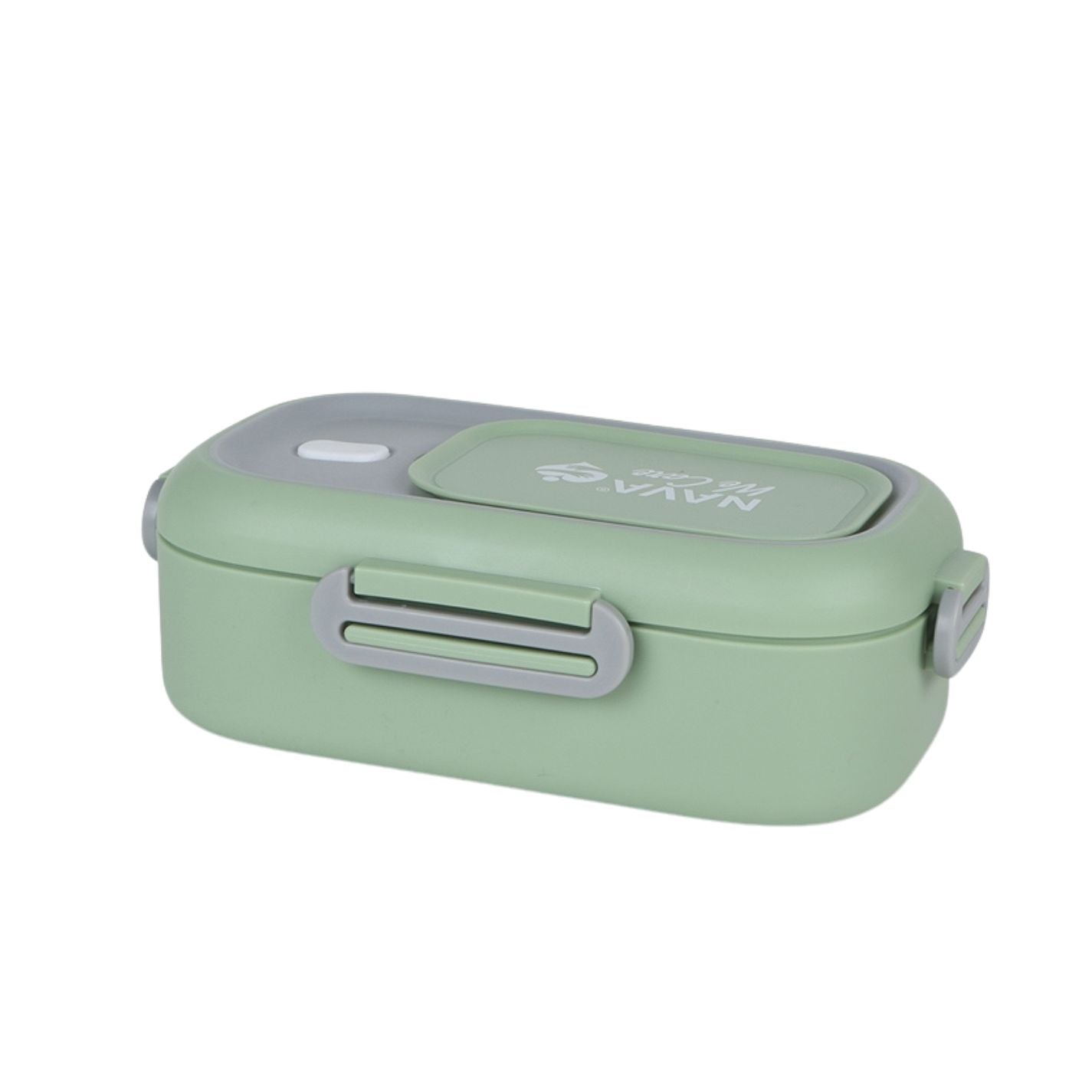 Rectangular stainless steel lunch box "We Care", green 800ml