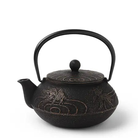 Black Goldfish Cast Iron Teapot