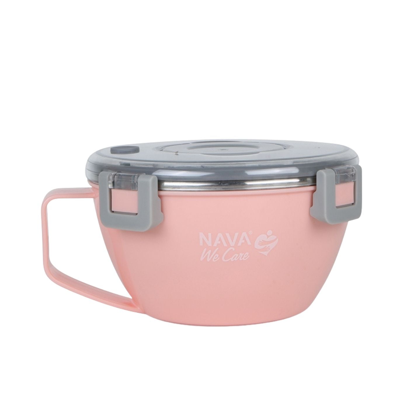 Round stainless steel insulated lunch box "We Care", pink 850ml