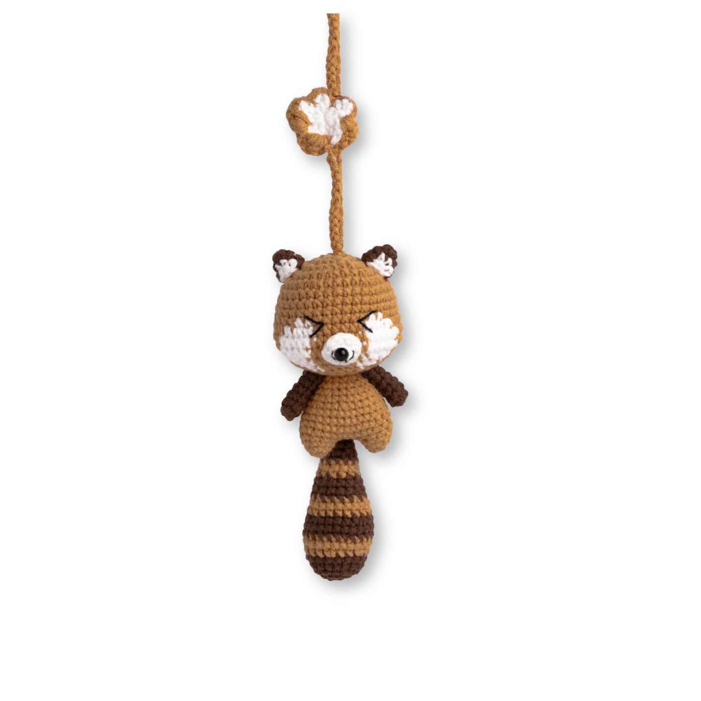 Handmade Crochet Red Panda Keychain - Brown