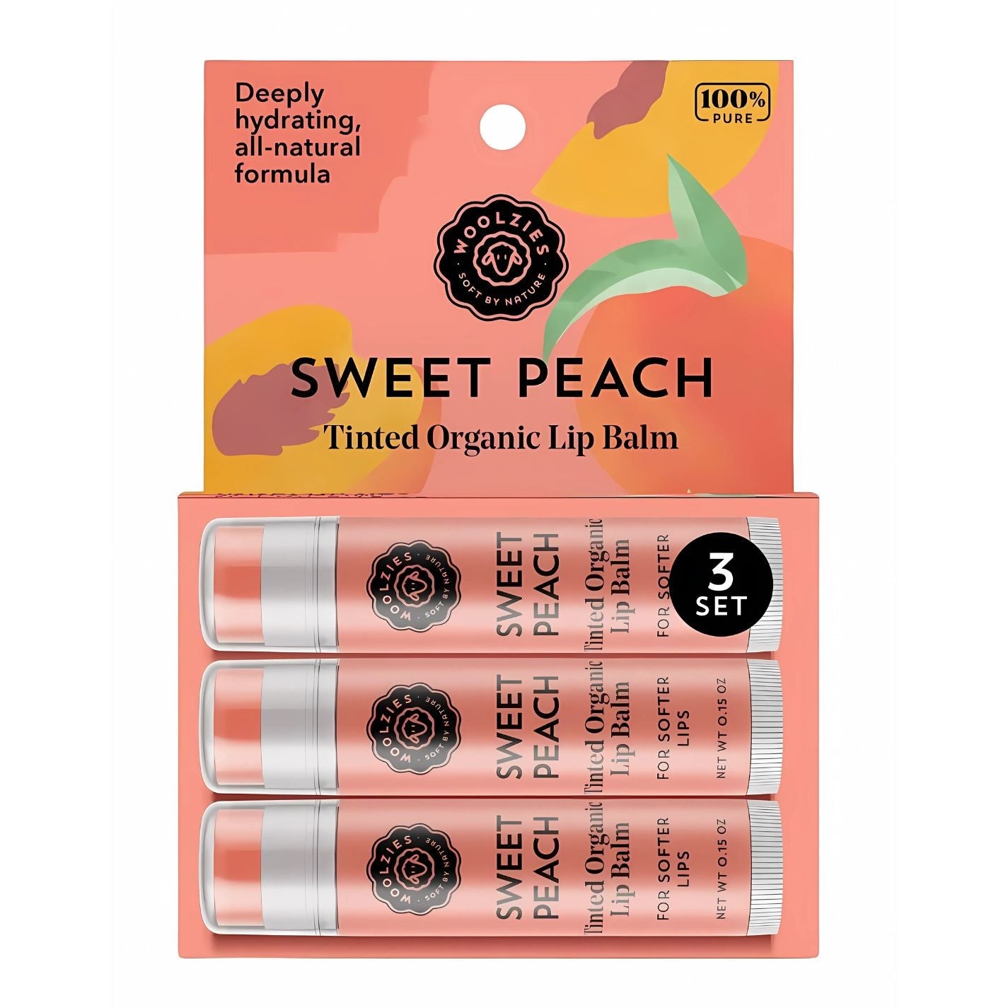 Sweet Peach Tinted Lip Balm Set of 3