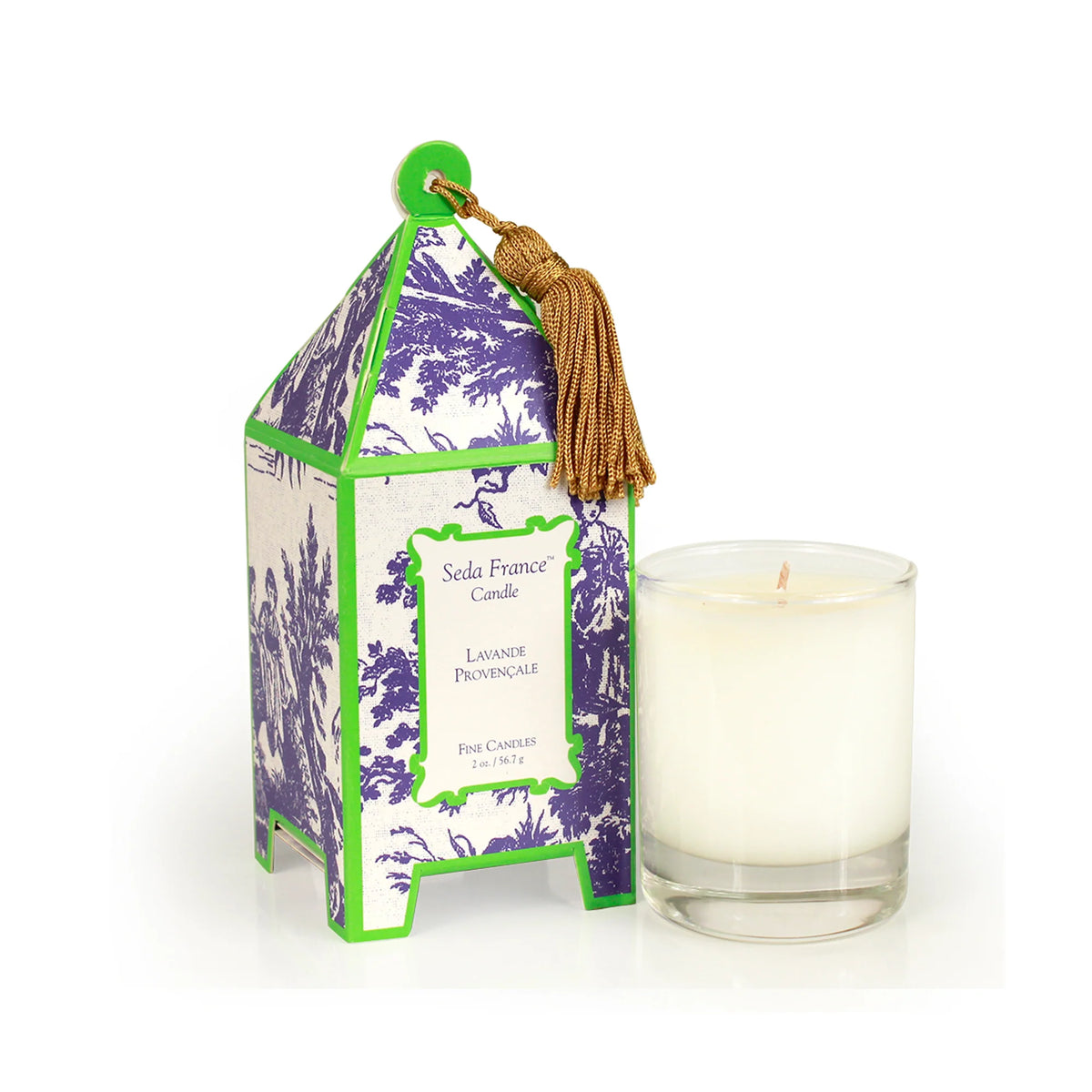 Seda France Lavande Provencale Classic Toile Mini Pagoda Box Candle 2 oz