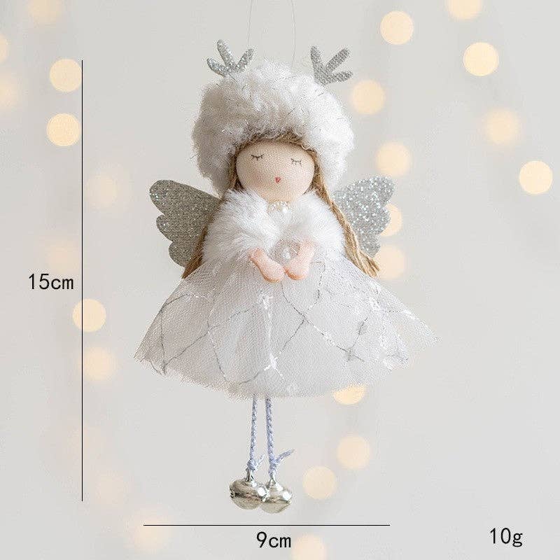 Angel With Plush Deer Antlers Christmas Tree Ornament