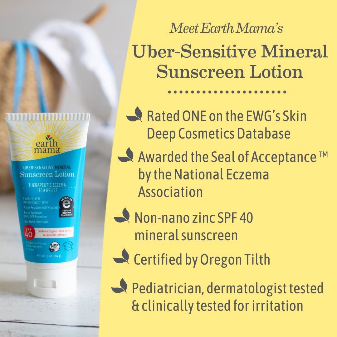 Earth Mama Organics Uber-Sensitive Mineral Sunscreen Lotion - SPF 40