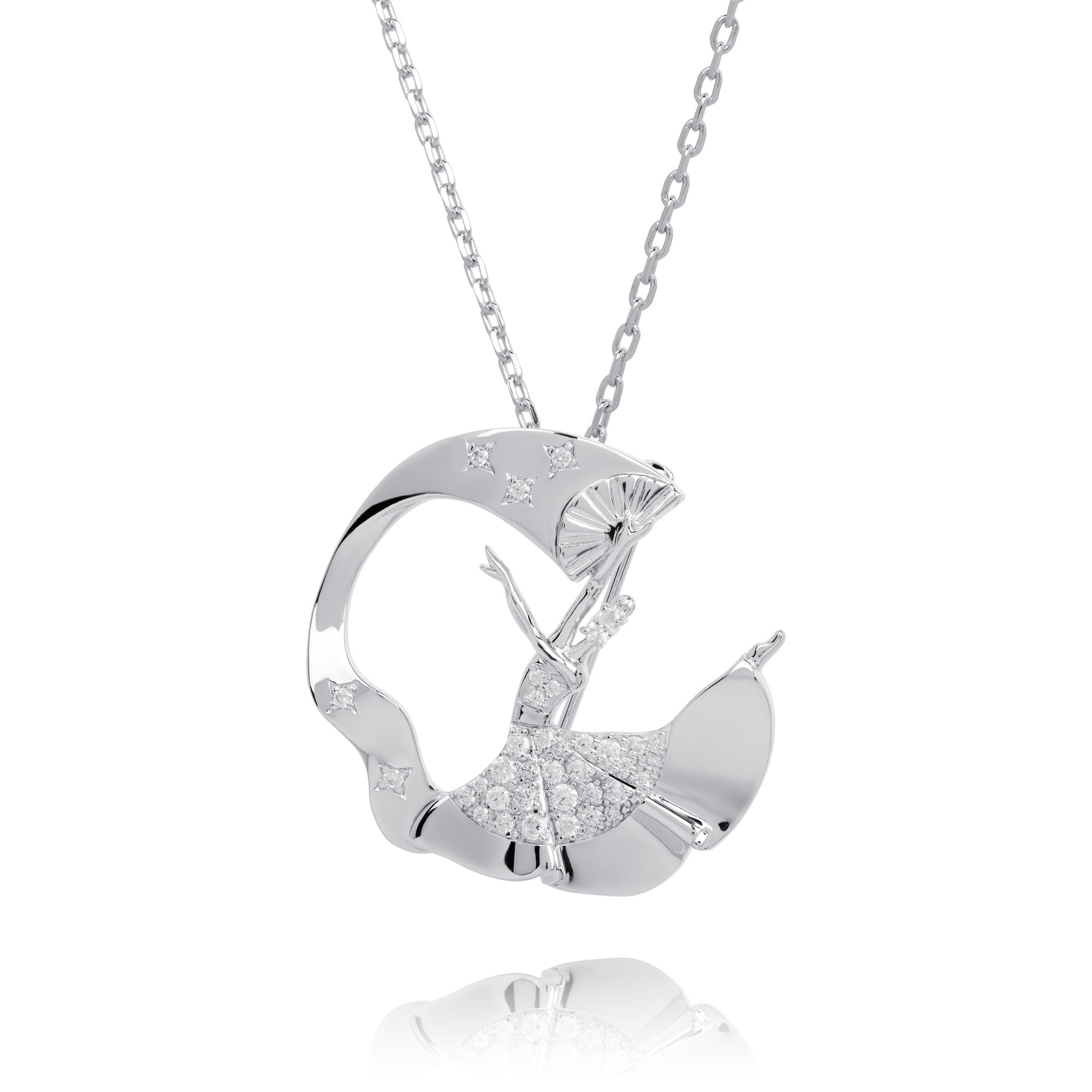 Diamond Cut Chain for Brooch Silver with Pendant - Shen Yun Collections