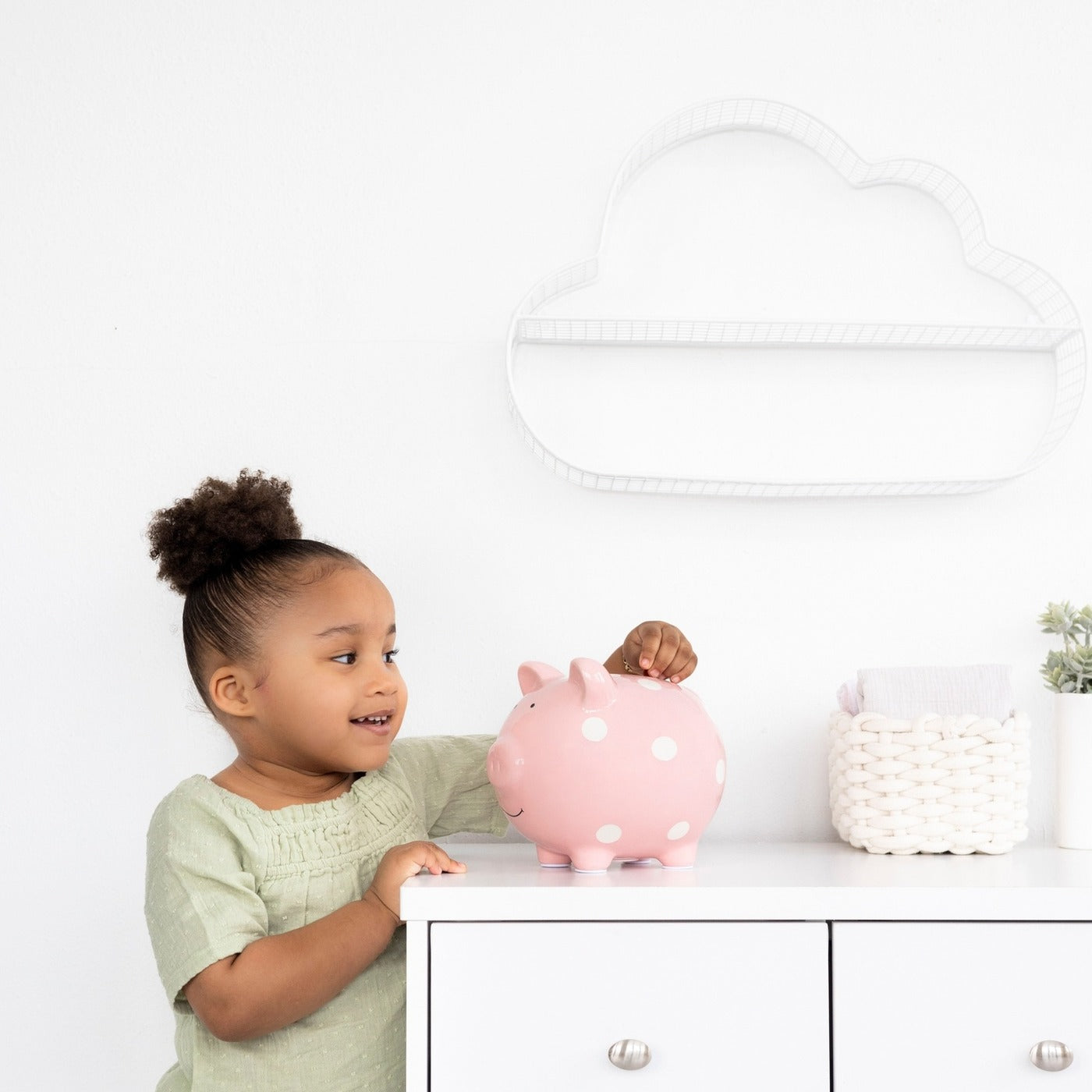 Polka Dot Piggy Bank - Pink
