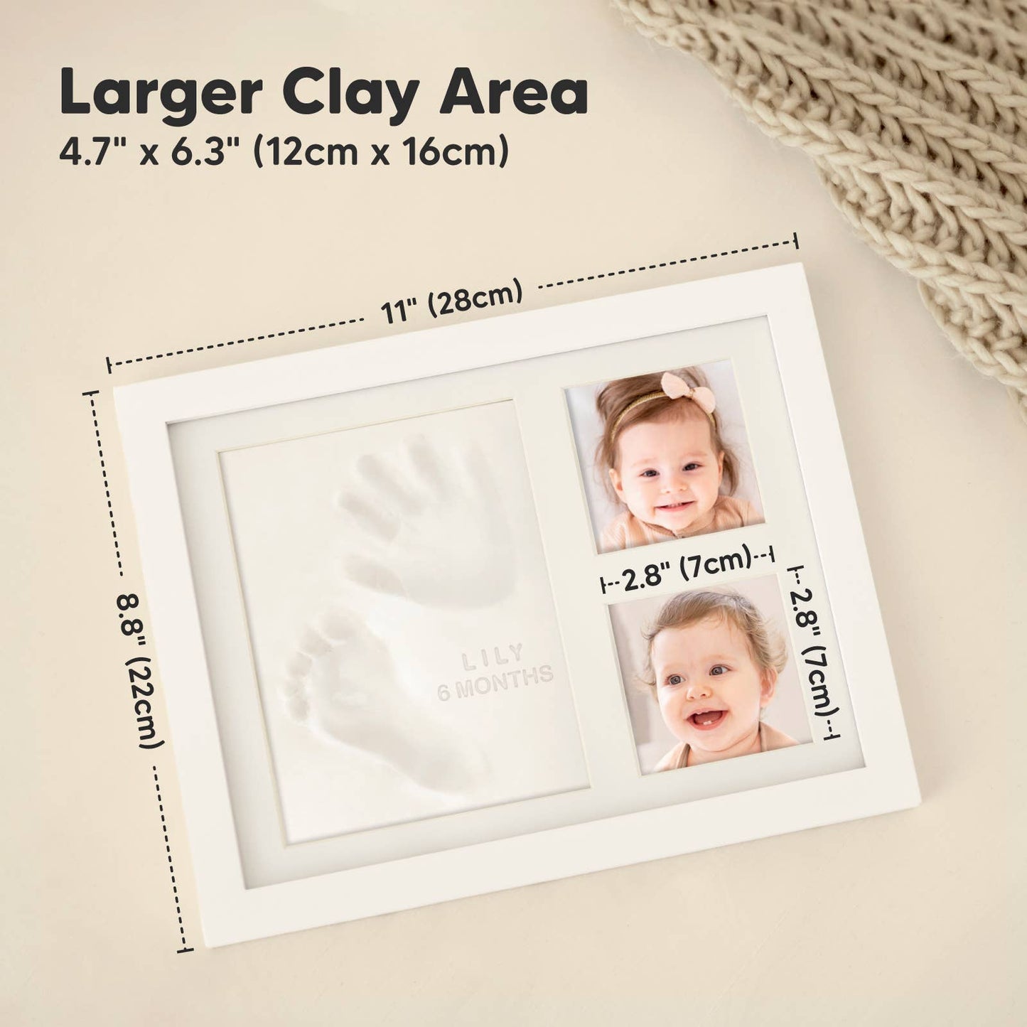 KeaBabies Baby Handprint, Footprint Keepsake Solo Frame