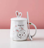 Bunny Hug White 14oz Mug With Lid and Spoon (12/36)