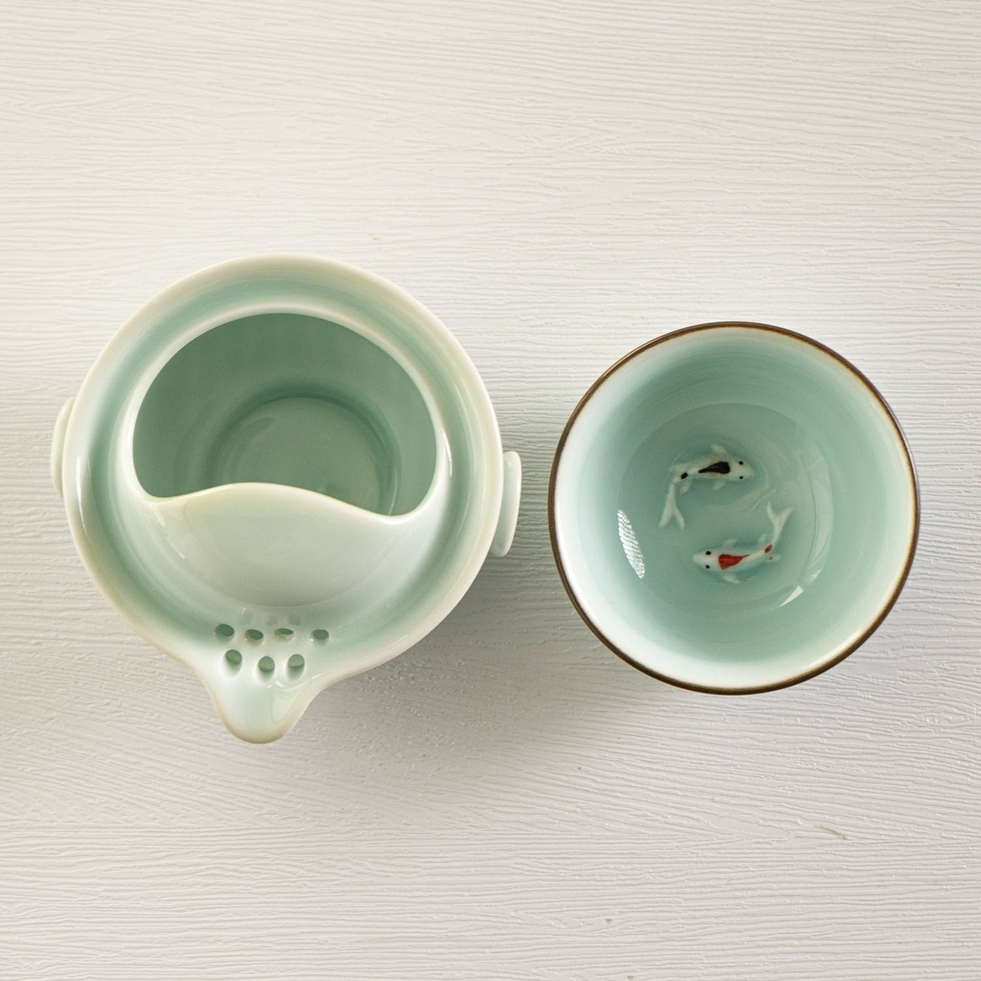 Koi Fish Kung Fu Tea Set - Light Blue