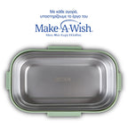 Rectangular stainless steel lunch box "We Care", green 800ml