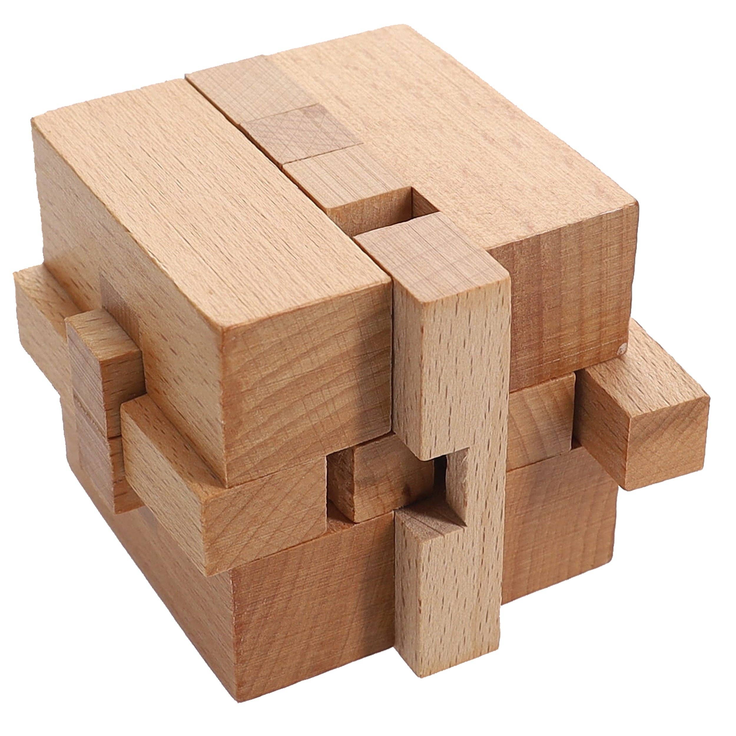Solid Wood 3D Cube Puzzle