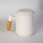 White Porcelain Tea Mug with Lid & Infuser – 15 oz