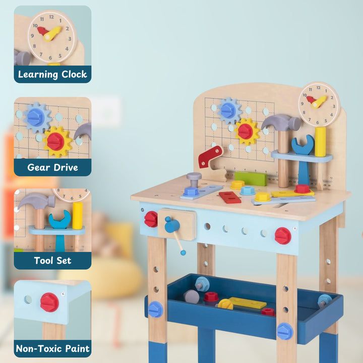 Toysters Wooden Workbench With Tools