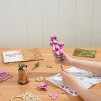 Wooden flower building kit for adults
