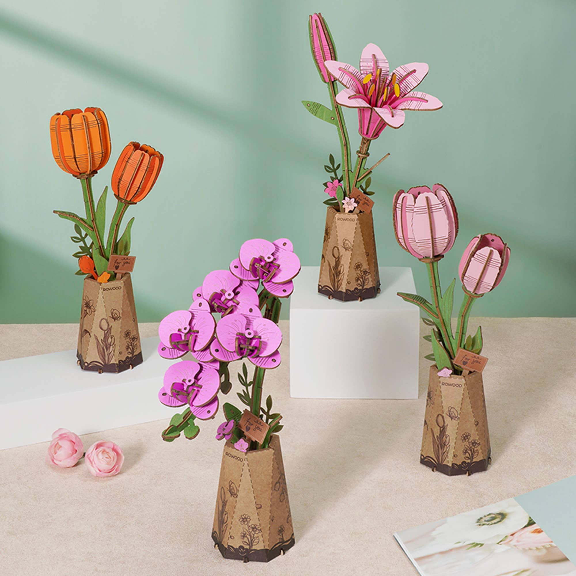 DIY wooden flower model kit