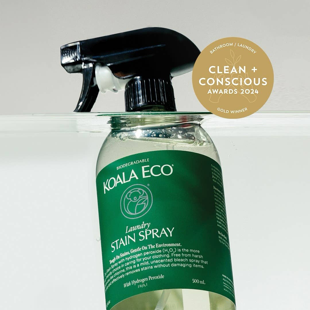 Koala Eco Laundry Stain Spray 500ml bottle with gold Clean and Conscious Awards 2024 winner badge