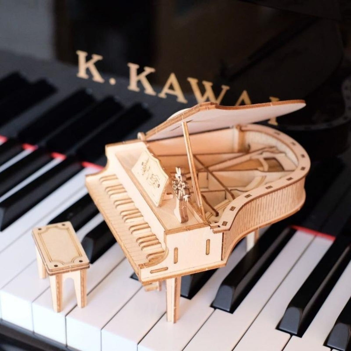 Laser-cut plywood piano puzzle for adults and teens