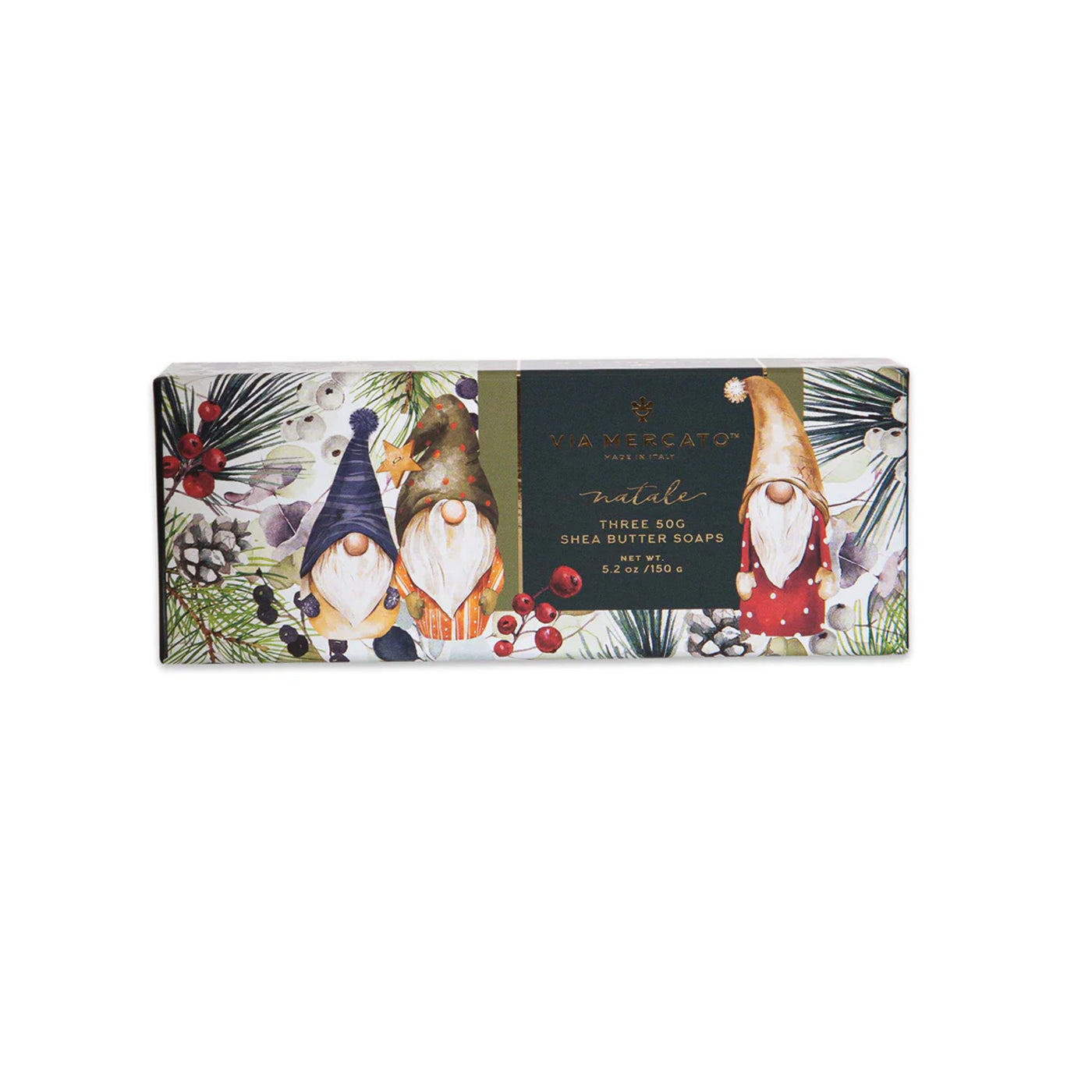 Via Mercato Natale - Gnomes Shea Butter Soap Gift Set 3X50g