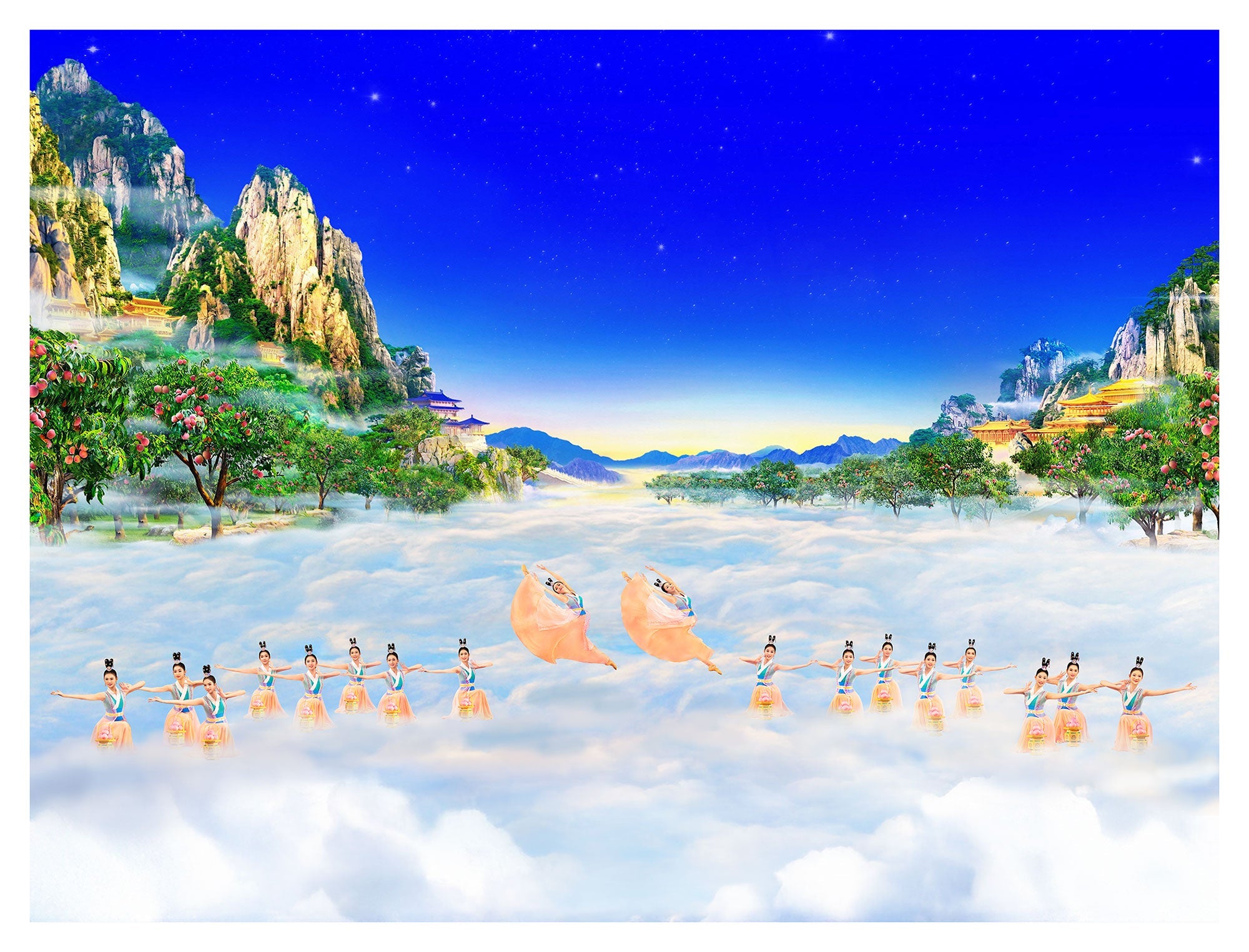 Heavenly Fairies of the Peach Garden Giclée Print