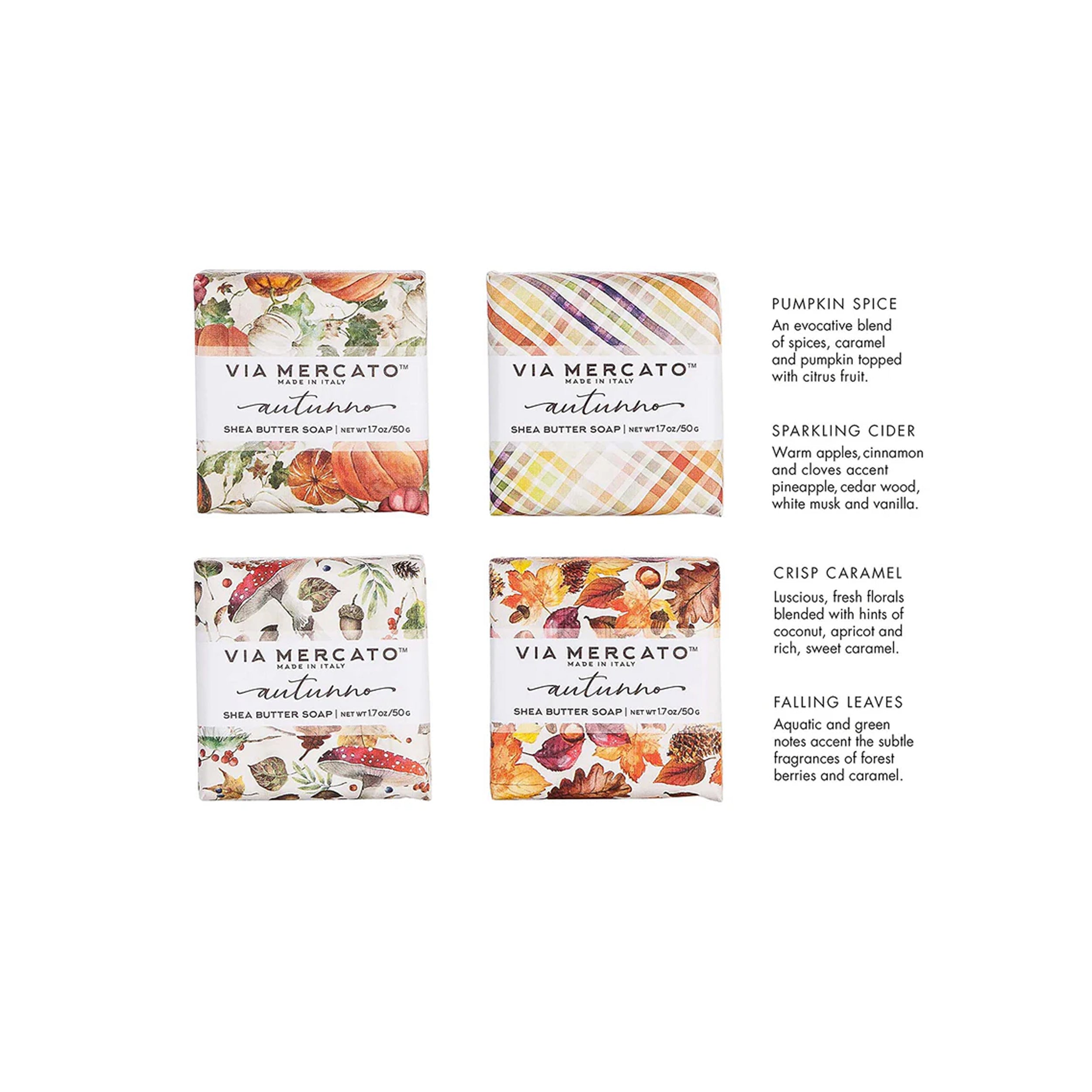 Via Mercato Autunno Mixed Display Soap – 4 Fall Fragrances (Random)