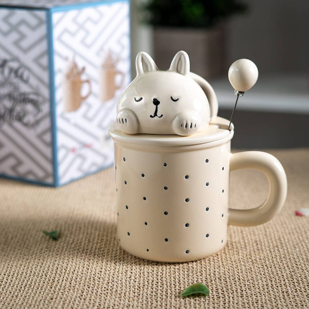Rabbit 13oz Mug With Lid and Glass Straw (10/30)