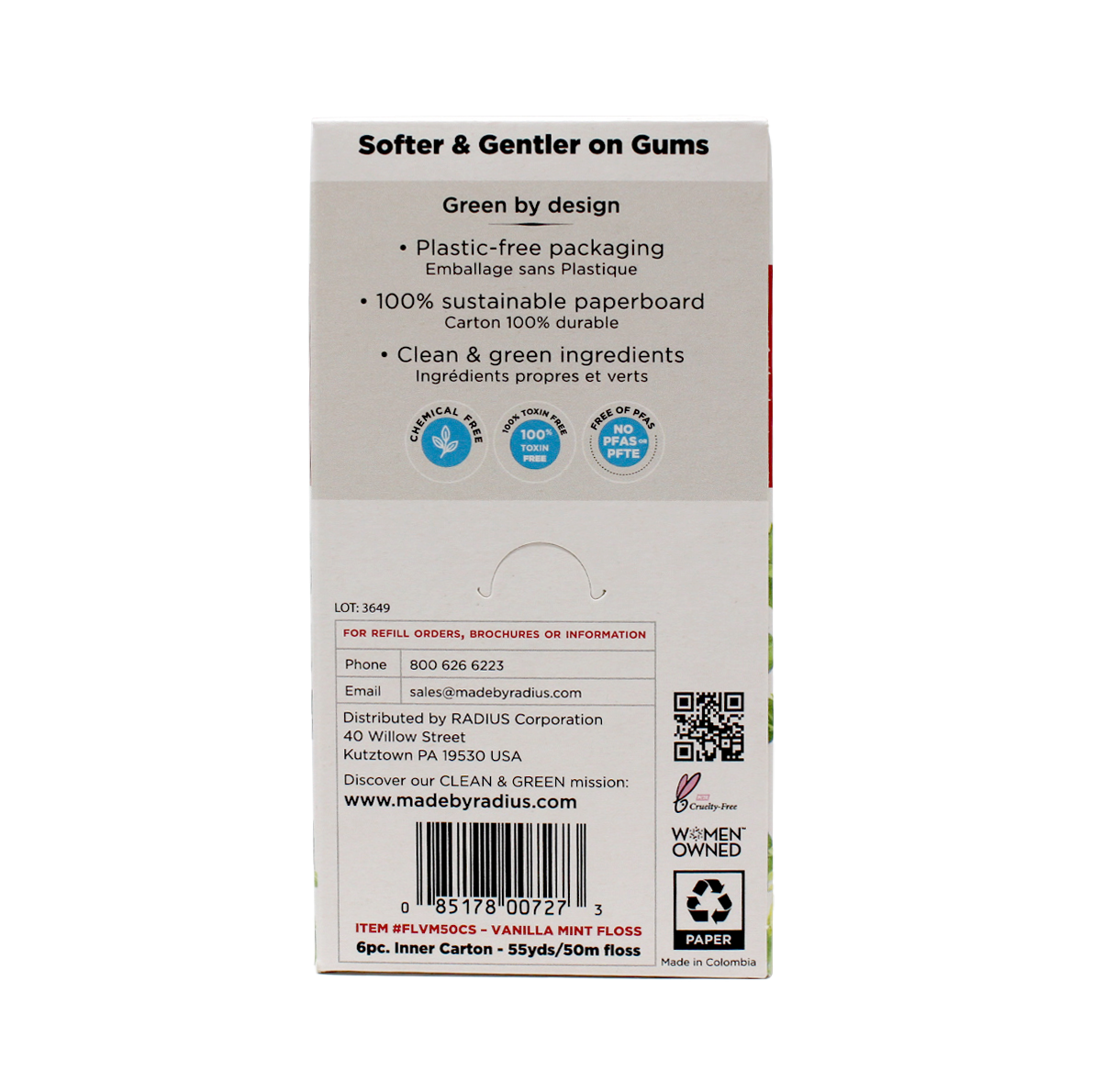 RADIUS® Vegan Sponge Floss – Vanilla Mint