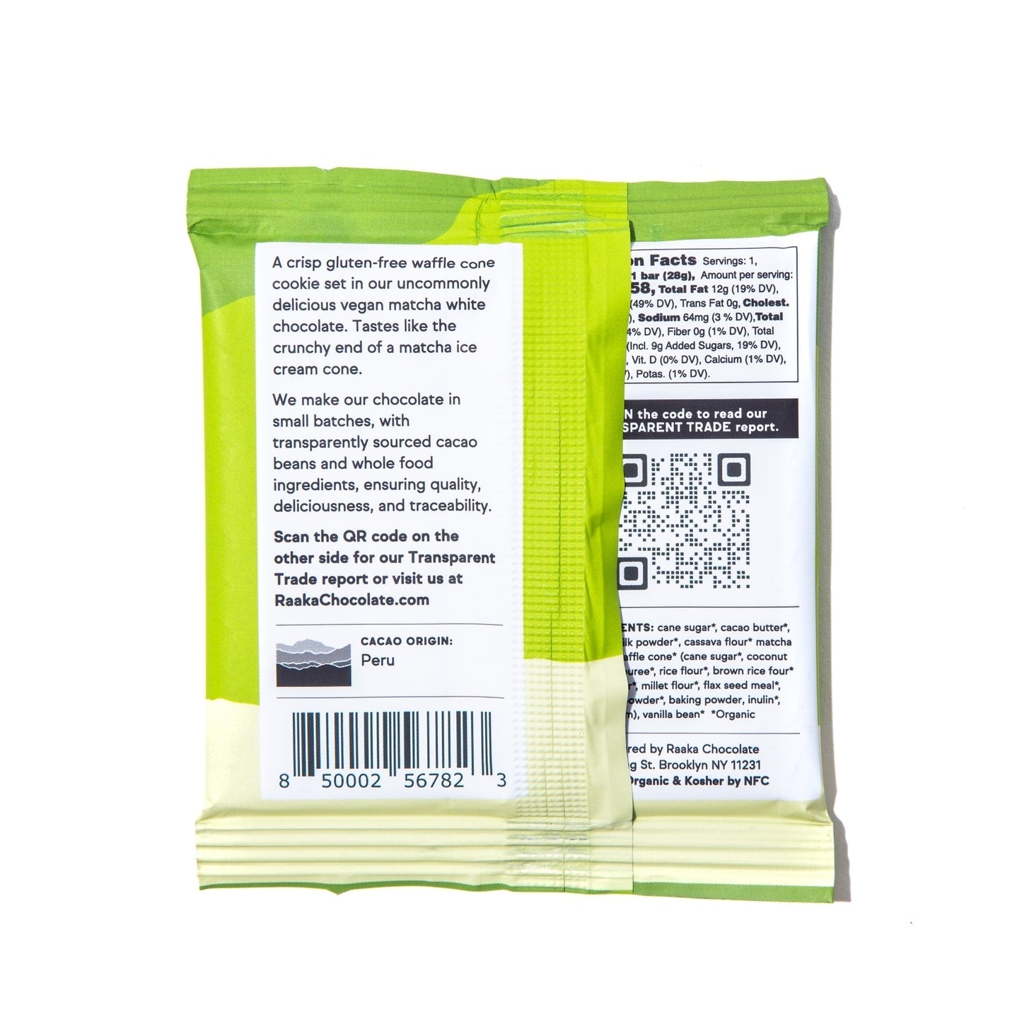 Raaka Chocolate Matcha White Chocolate Waffle Cone Bar